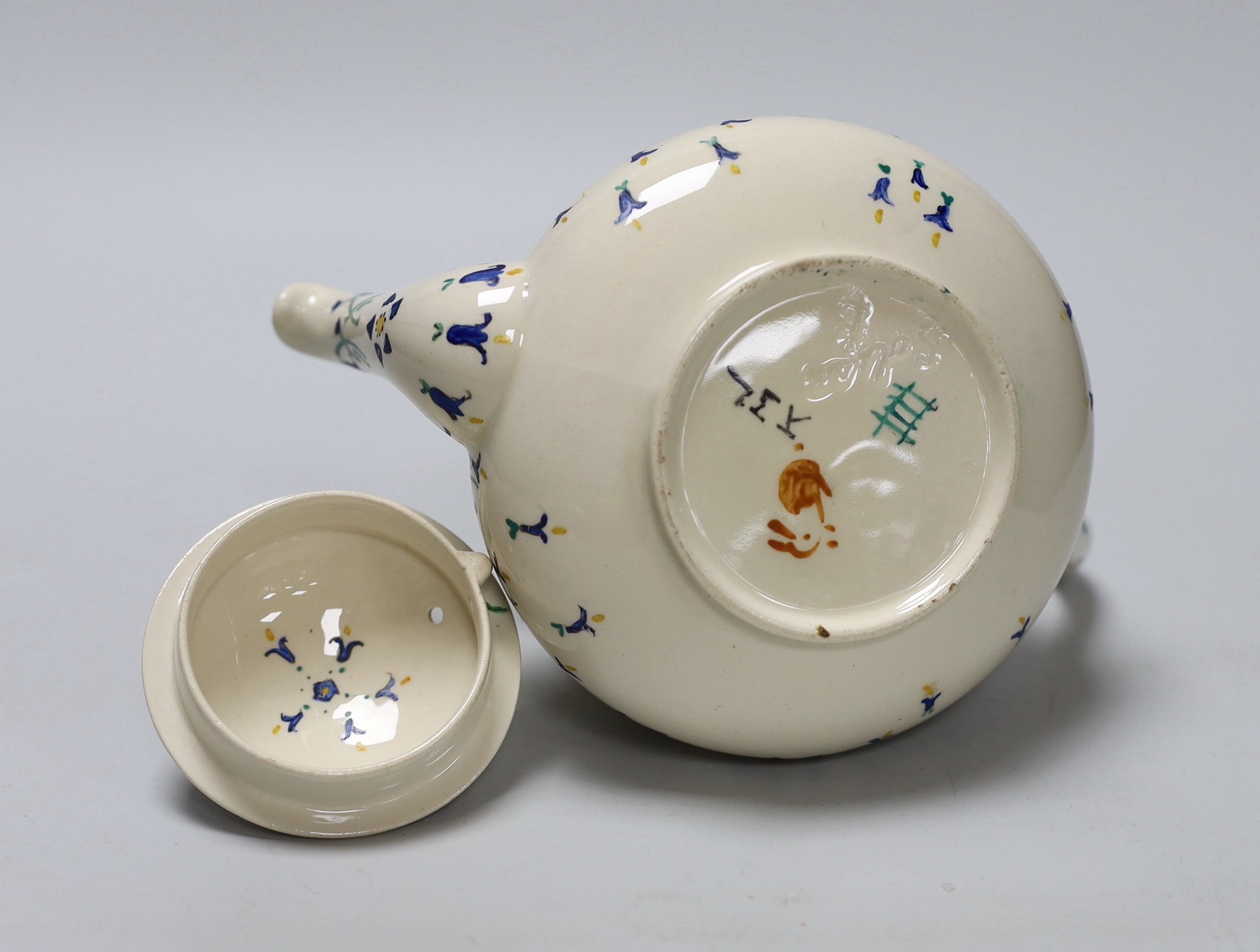 Jessie Marion King (1875-1949). The bluebells of Scotland teaset for two settings, including teapot, two cups and saucers and two tea plates